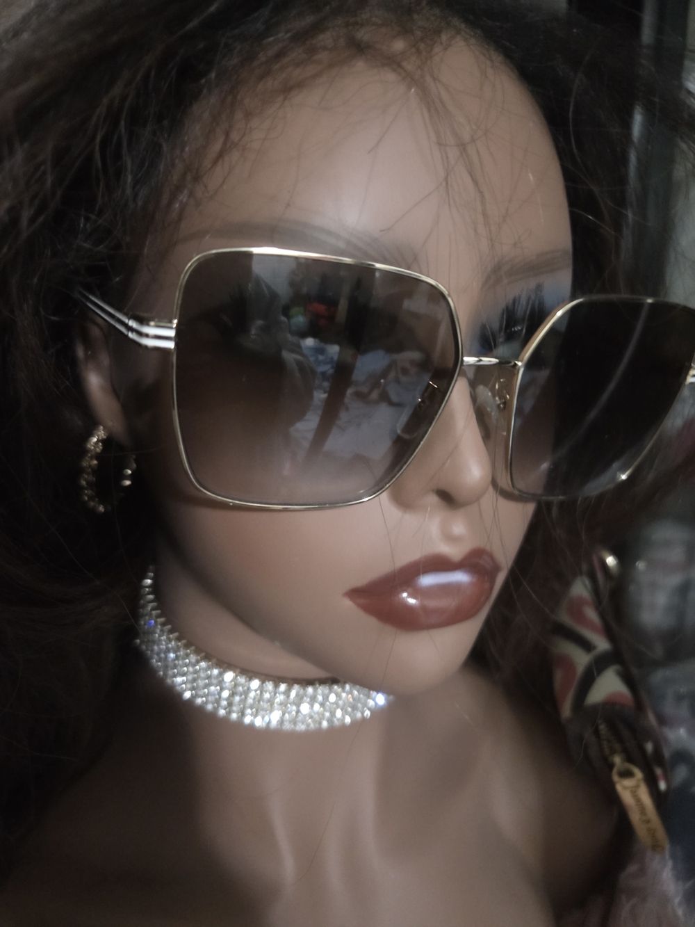 Tory Burch Gold Frame Brown Gradient Oversized Square Sunglasses